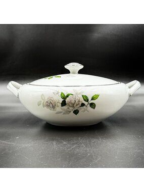 Vintage Sone China Japan 1873 Covered Vegetable Bowl Rose w/Platinum Trim